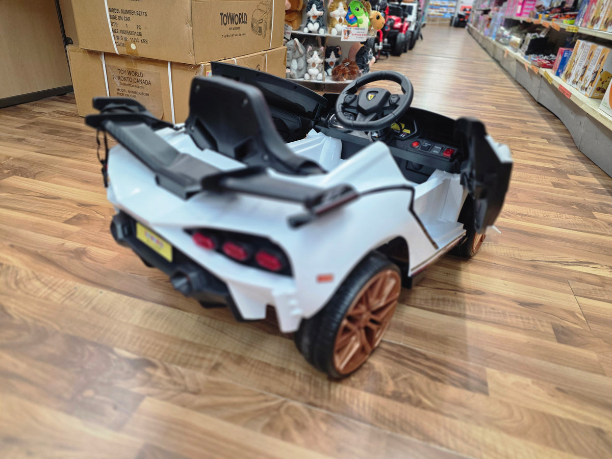 Lamborghini Style 12V Kids Ride On Car with Remote Control White * Age 1 to 5