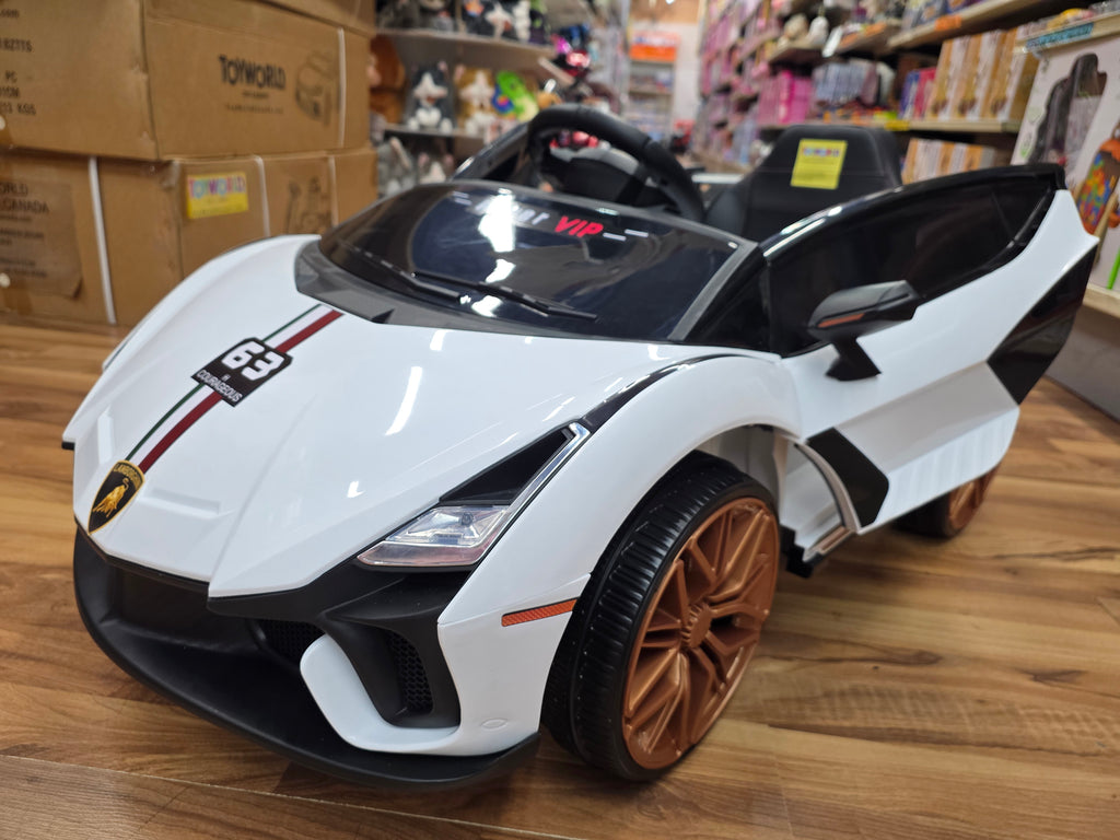 Lamborghini Style 12V Kids Ride On Car with Remote Control White * Age 1 to 5