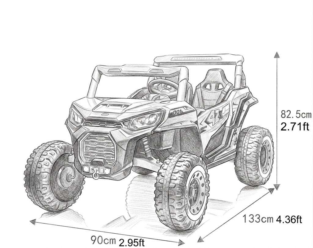 XXL 24V UTV Buggy Two Seater Kid Ride on Car Leather Seater Orange * Age 4-11